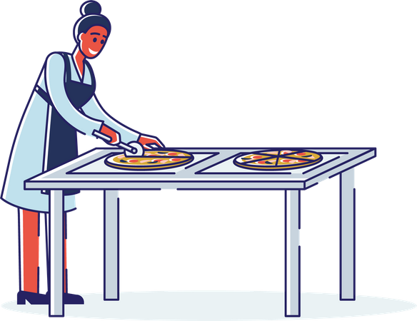 Woman making Pizza Illustration