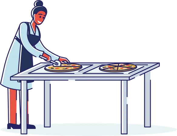 Woman making Pizza  Illustration