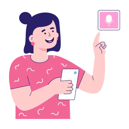 Woman Making Podcast  Illustration