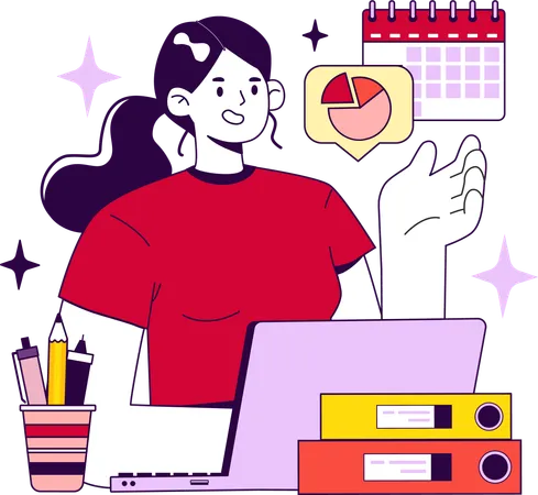 Woman making project schedule  Illustration