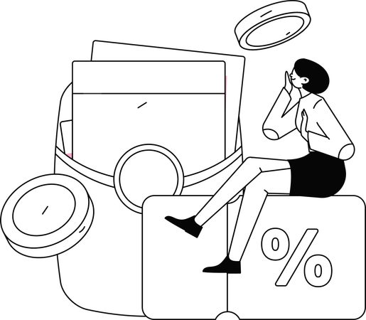 Woman making purchase at discounted rate  Illustration