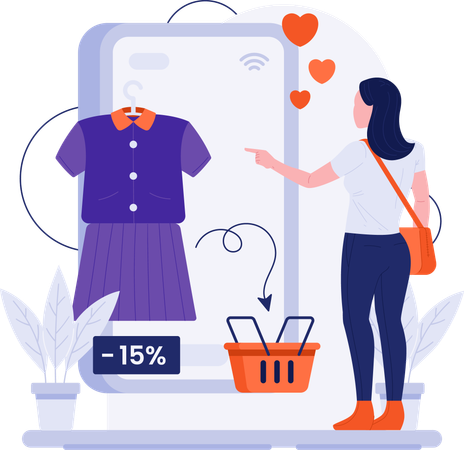 Woman Making Purchase on Live Shopping  Illustration