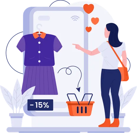 Woman Making Purchase on Live Shopping  Illustration