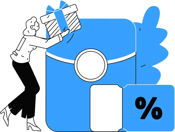 Woman making purchases from discount code  Illustration