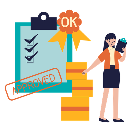 Woman making Quality Check  Illustration