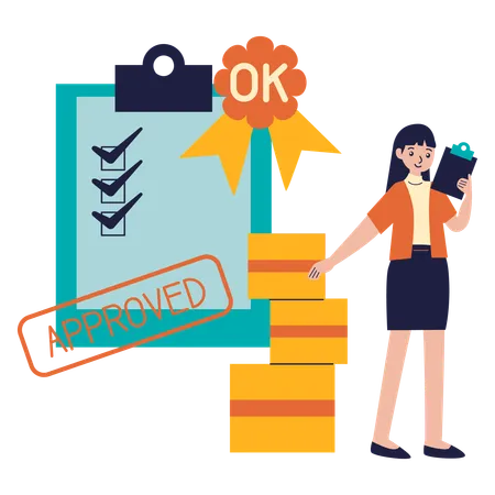 Woman making Quality Check  Illustration