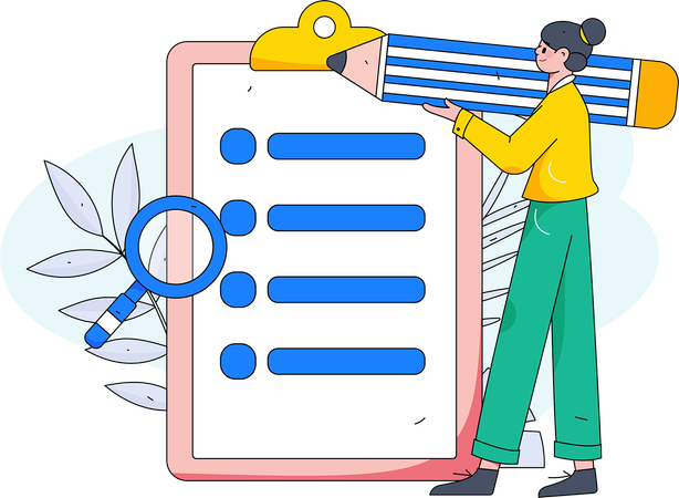 Woman making questionaries  Illustration