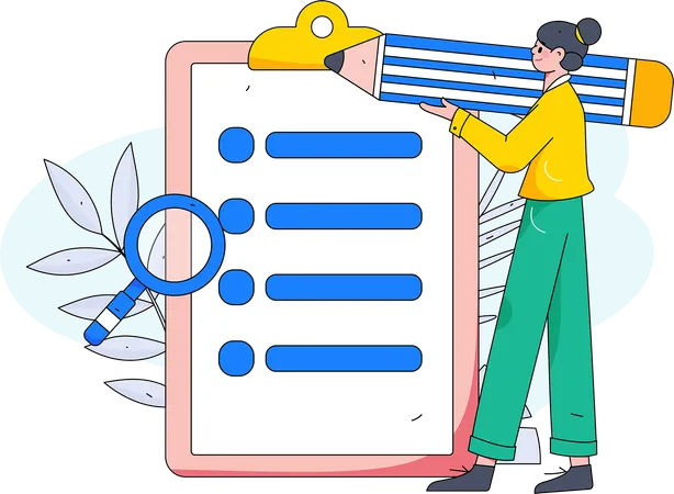 Woman making questionaries  Illustration