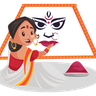 illustrations of durga puja