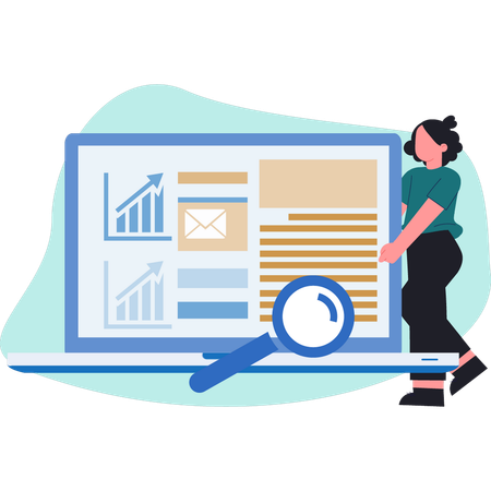 Woman making seo development data  Illustration