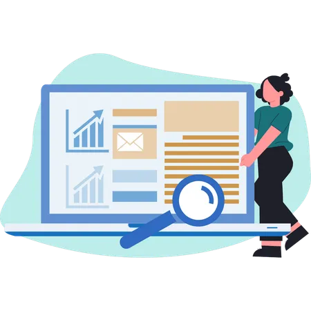 Woman making seo development data  Illustration