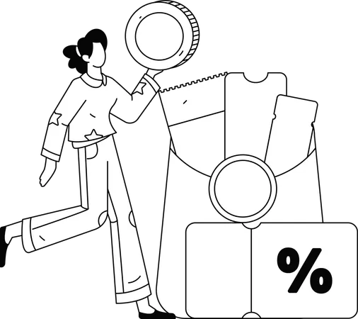 Woman making shopping purchase from discount coupon-01new  Illustration