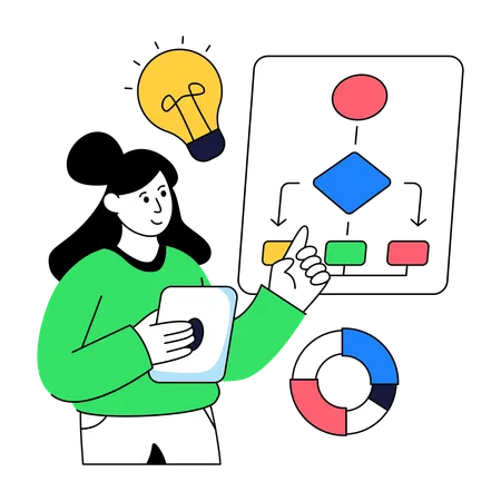 Woman Making Sitemap  Illustration