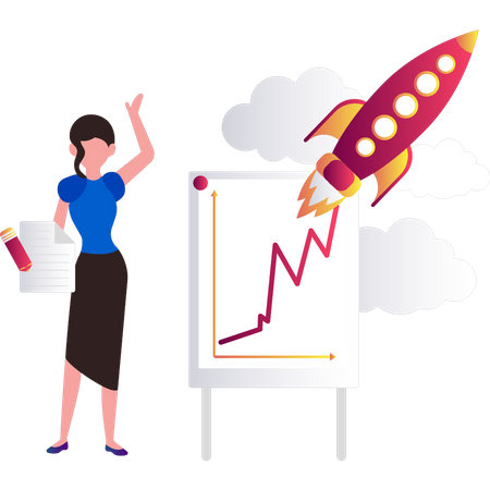 Woman making startup analysis report  Illustration