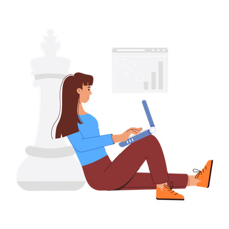 Woman making strategic planning  Illustration