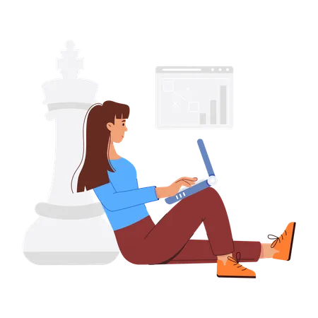 Woman making strategic planning  Illustration