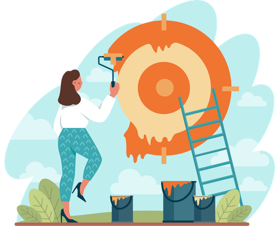 Woman making target  Illustration