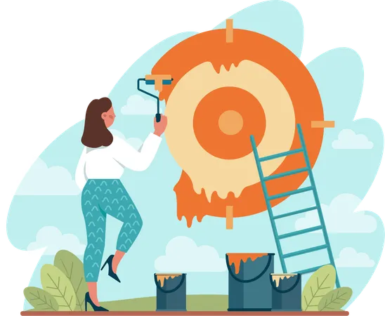 Woman making target  Illustration