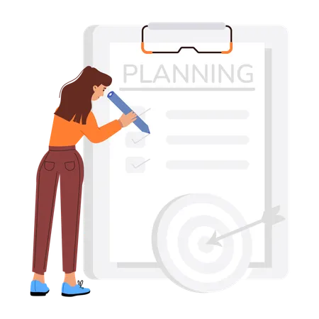 Woman making Task Planning  Illustration