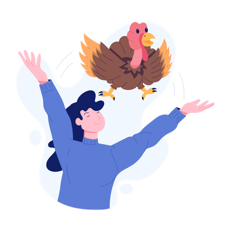 Woman making Thanksgiving Bird free from slavery  Illustration