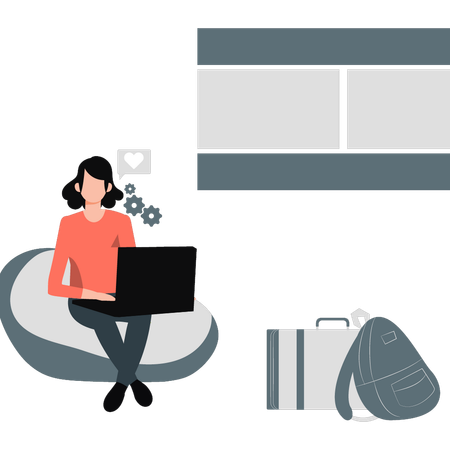 Woman making trip plan  Illustration