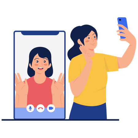 Woman Making Video Call  Illustration
