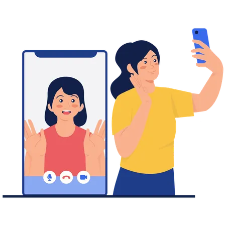 Woman Making Video Call  Illustration