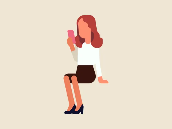 Woman making video call on her phone  Illustration