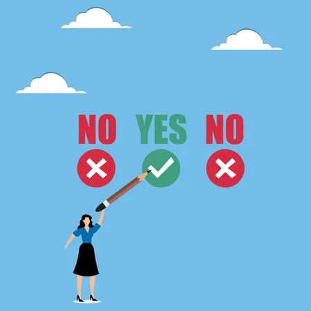 Woman  making yes or no choice  Illustration