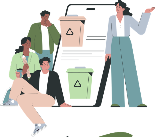 Woman manages waste management  Illustration