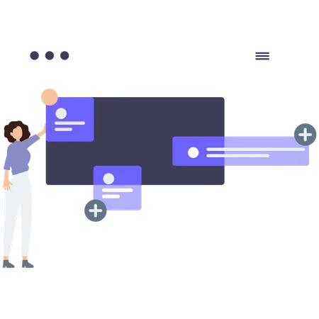 Woman managing account Illustration