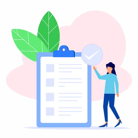 Woman managing checklist  Illustration