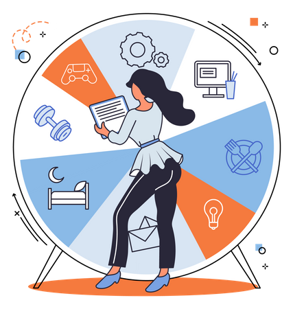 Woman managing daily activity  Illustration