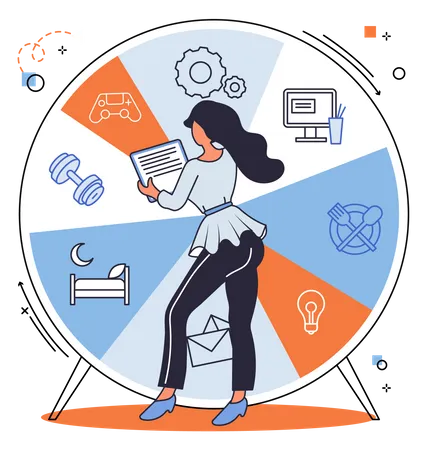 Woman managing daily activity  Illustration