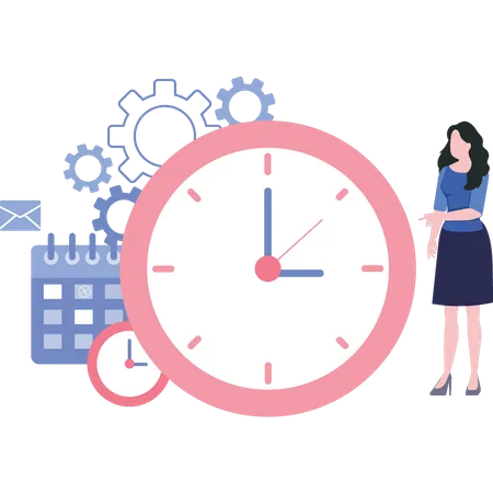 The Girl Is Managing Her Time Illustration