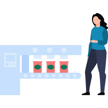 Woman managing production unit  Illustration