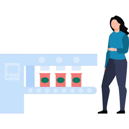 Woman managing production unit  Illustration