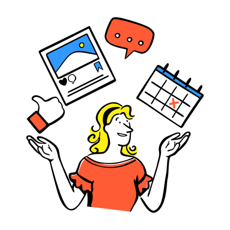 Woman Managing Social Media Strategy  Illustration