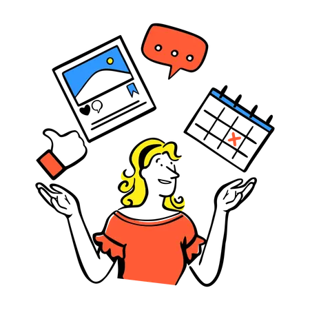 Woman Managing Social Media Strategy  Illustration