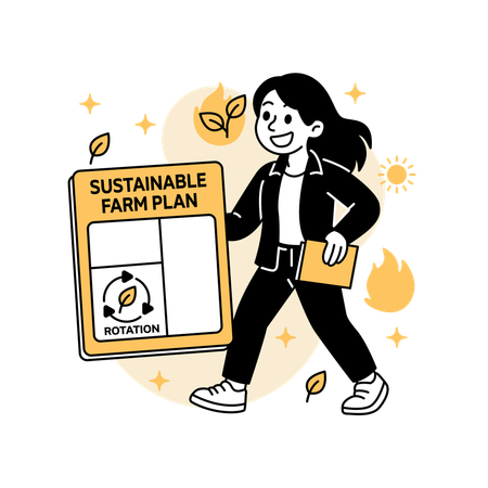 Woman Managing  Sustainable Agriculture Project  Illustration