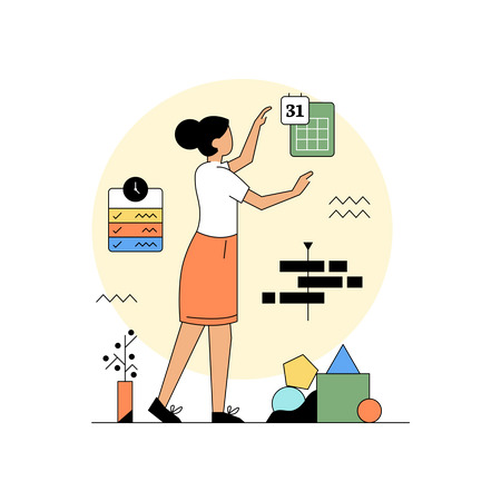 Woman managing tasks Illustration