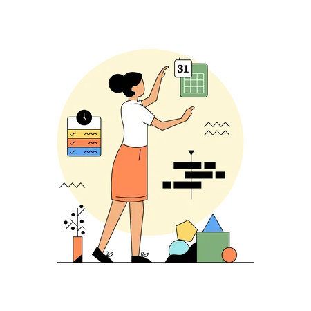 Woman managing tasks  Illustration