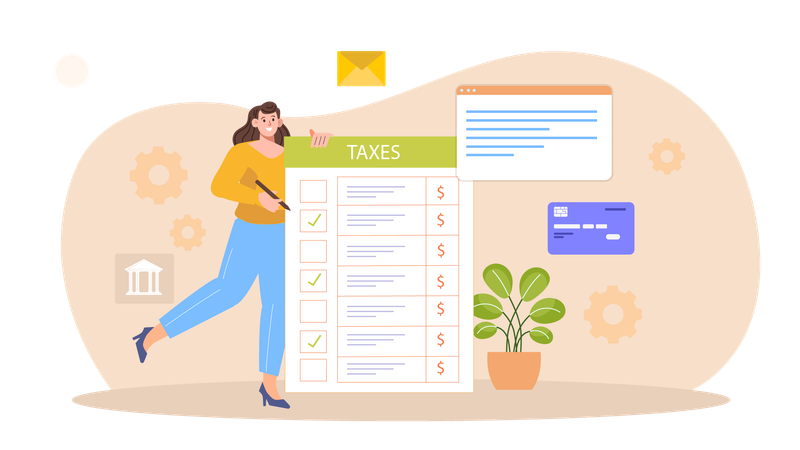 Woman managing taxes  Illustration