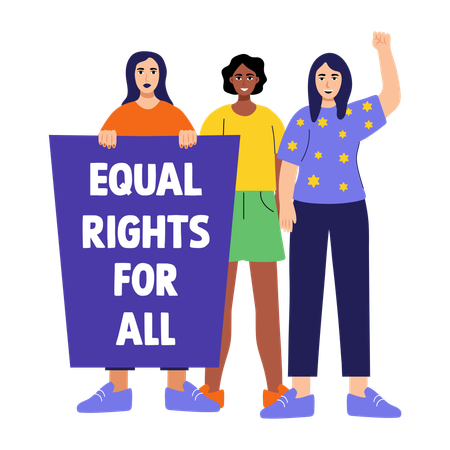 Woman marching for equal rights  Illustration