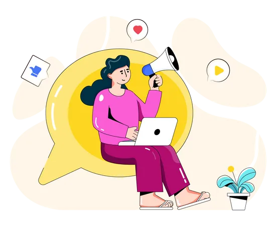 Woman marketing on social media  Illustration