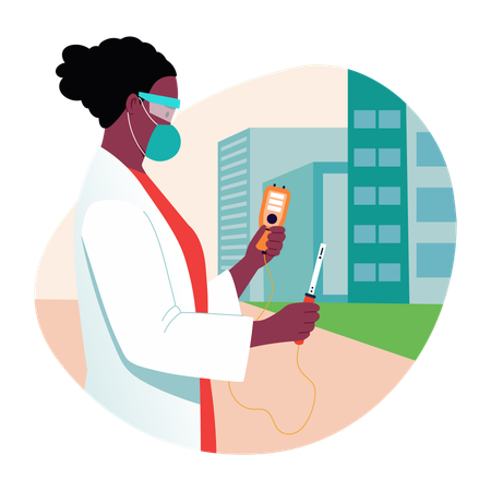 Woman measuring Air pollution  Illustration