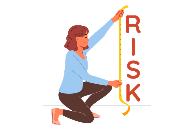 Woman measuring possible risks when concluding business deal  Illustration