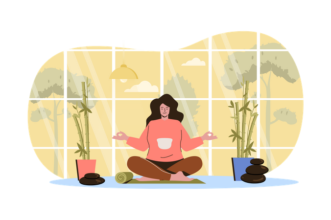 Woman meditating Illustration