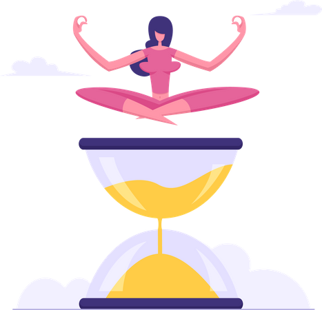 Woman meditating after task completion  Illustration