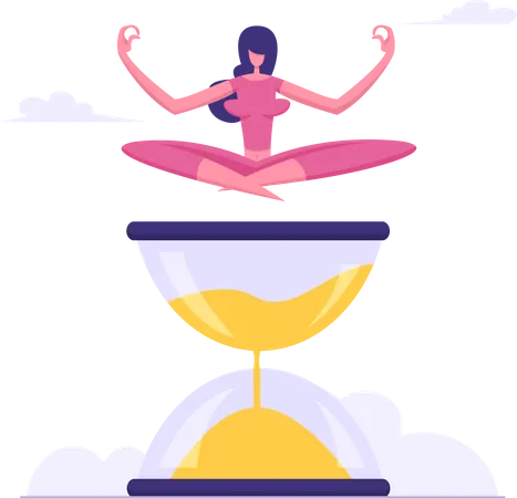 Woman meditating after task completion  Illustration